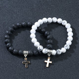 Volcanic Rock Cross Bracelet