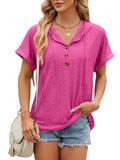 Roporta Hooded Button T-shirt Top