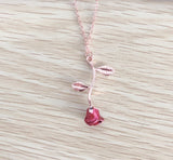 Creative Drop Red Rose Flower Pendant Necklace