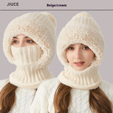 High Elastic Solid Color Knitted Hat Scarf Mask