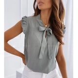 Polka Dot Bow Neck Sleeveless Shirt Top