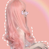 Light pink long curly hair Wig