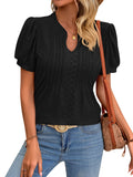 V-neck Puff Short-sleeved T-shirt Top