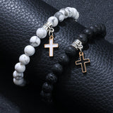 Volcanic Rock Cross Bracelet