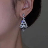 Women's High-quality Silver Needle Christmas Tree Earrings