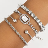 Twisted Cuff 4 Pcs Crystal Bracelet