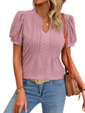 V-neck Puff Short-sleeved T-shirt Top