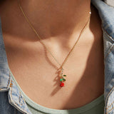 Creative Drop Red Rose Flower Pendant Necklace