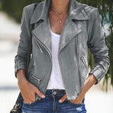 Lapel And Diagonal Zipper Short Jacket