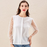 Elegant Polka Dot Lace Shirt Top