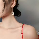 Needle  Acrylic Square Tassel Earrings