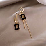 Needle  Acrylic Square Tassel Earrings