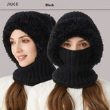 High Elastic Solid Color Knitted Hat Scarf Mask