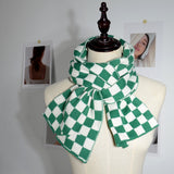 Elegant Wool Knitted Thermal Plaid Scarf