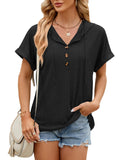 Roporta Hooded Button T-shirt Top