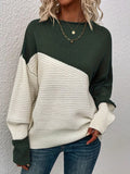 Knitting Sweater Stitching Contrast Color Pullover Top