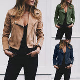 Lapel And Diagonal Zipper Short Jacket