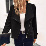 Flaater Polyester Solid Color Zipper Jacket