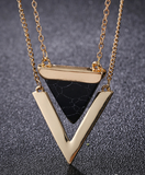 Marble Stone Triangle Necklace