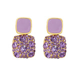 Diamond-Studded Square Oil Drop Earrings