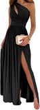 One Shoulder High Split Cocktail Maxi Dress