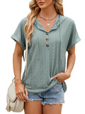 Roporta Hooded Button T-shirt Top