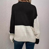 Knitting Sweater Stitching Contrast Color Pullover Top