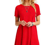 Loose plus size solid color Dress
