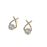 Diamond Pearl Stud Earrings