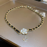 Leather Winding Chain Diamond Magnetic Necklace