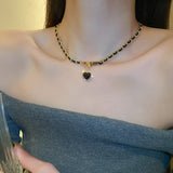 Leather Winding Chain Diamond Magnetic Necklace