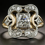 Hollow Carved Zircon Ring