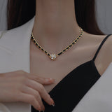 Leather Winding Chain Diamond Magnetic Necklace