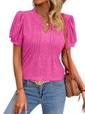 V-neck Puff Short-sleeved T-shirt Top