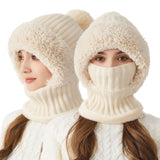 High Elastic Solid Color Knitted Hat Scarf Mask