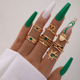 Emerald Diamond Palm Rings