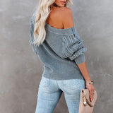 V-neck Lantern Sweater