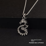 Paved Black Dragon Sword Pendant Necklace