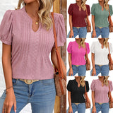 V-neck Puff Short-sleeved T-shirt Top