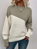 Knitting Sweater Stitching Contrast Color Pullover Top