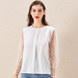 Elegant Polka Dot Lace Shirt Top