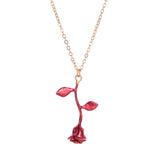 Creative Drop Red Rose Flower Pendant Necklace