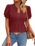 V-neck Puff Short-sleeved T-shirt Top