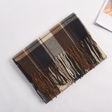 Plaid Scarf For Women Winter Warm Thickened Long Scarf