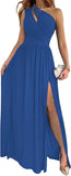 One Shoulder High Split Cocktail Maxi Dress