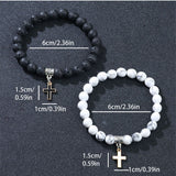 Volcanic Rock Cross Bracelet