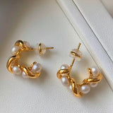 Winding Pearl Earrings