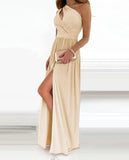 One Shoulder High Split Cocktail Maxi Dress