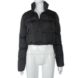 Zipper Bread Cotton Coat With Drawstring Jacket