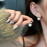 Diamond Pearl Stud Earrings